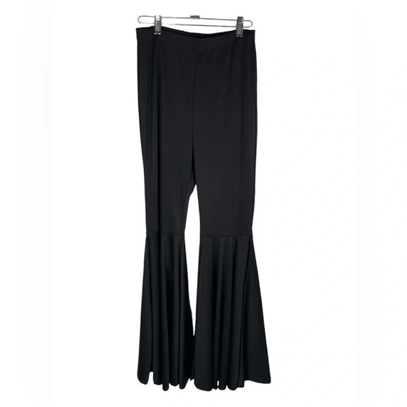 LYANER Casual High Waist Ruffle Flare Pants Wide Leg Solid Stretchy Bell Bottom - Picture 7 of 14